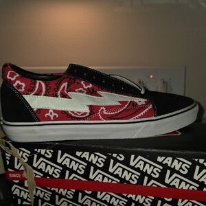 Vans Black and Red Paisley Sneakers